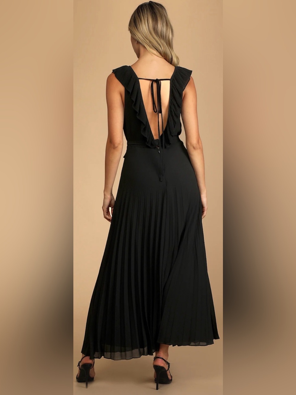 Lulus Loved By You Black Pleated Chiffon Maxi Dress - Picture 2 of 4